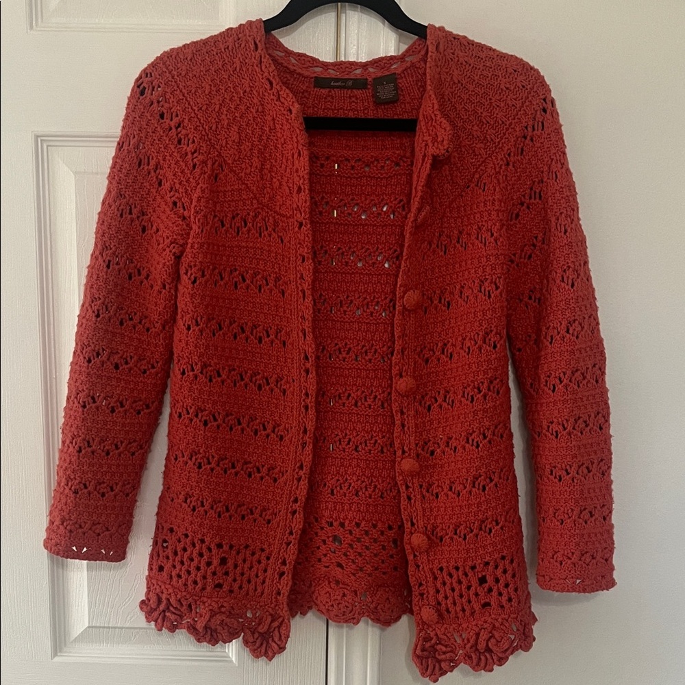 Heath Ceramics Muted Coral Crochet Cardigan